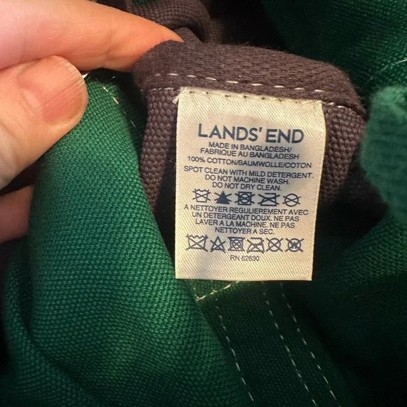 Lands' End Navy Kelly Green Boat n Tote w Striped Handles inside Retired Colors - Picture 7 of 9